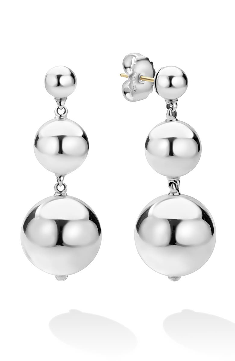 LAGOS Caviar Bubbly Drop Earrings, Alternate, color, Silver