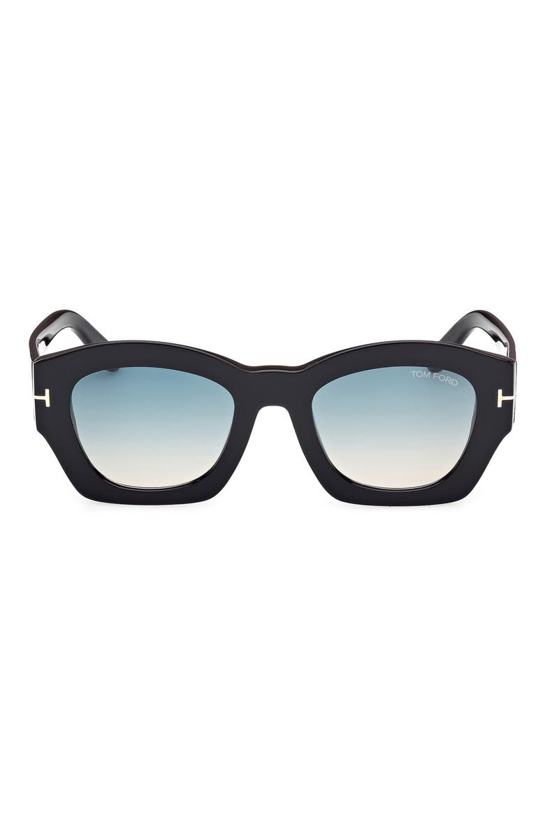 Guilliana 52mm Gradient Geometric Sunglasses, Main, color, BLACK/ GRAD TURQUOISE TO SAND