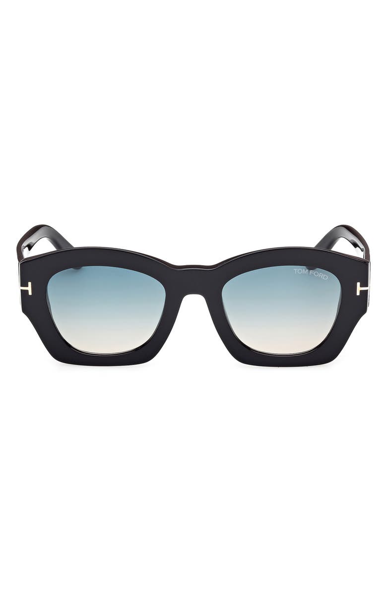 TOM FORD Guilliana 52mm Gradient Geometric Sunglasses, Main, color, Black/ Grad Turquoise To Sand