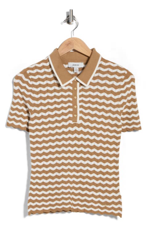 Chevron Stripe Polo Sweater