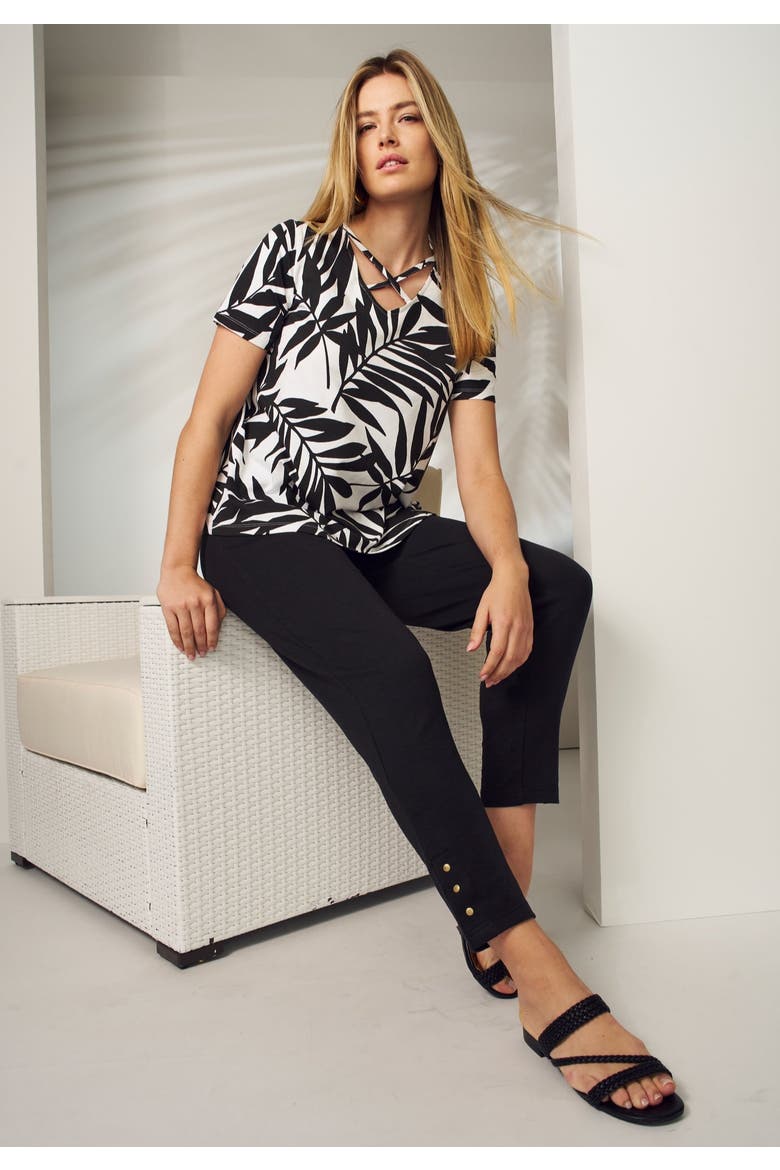 Stretch Cotton Crisscross Strap Tee, Alternate, color, WHITE PALM