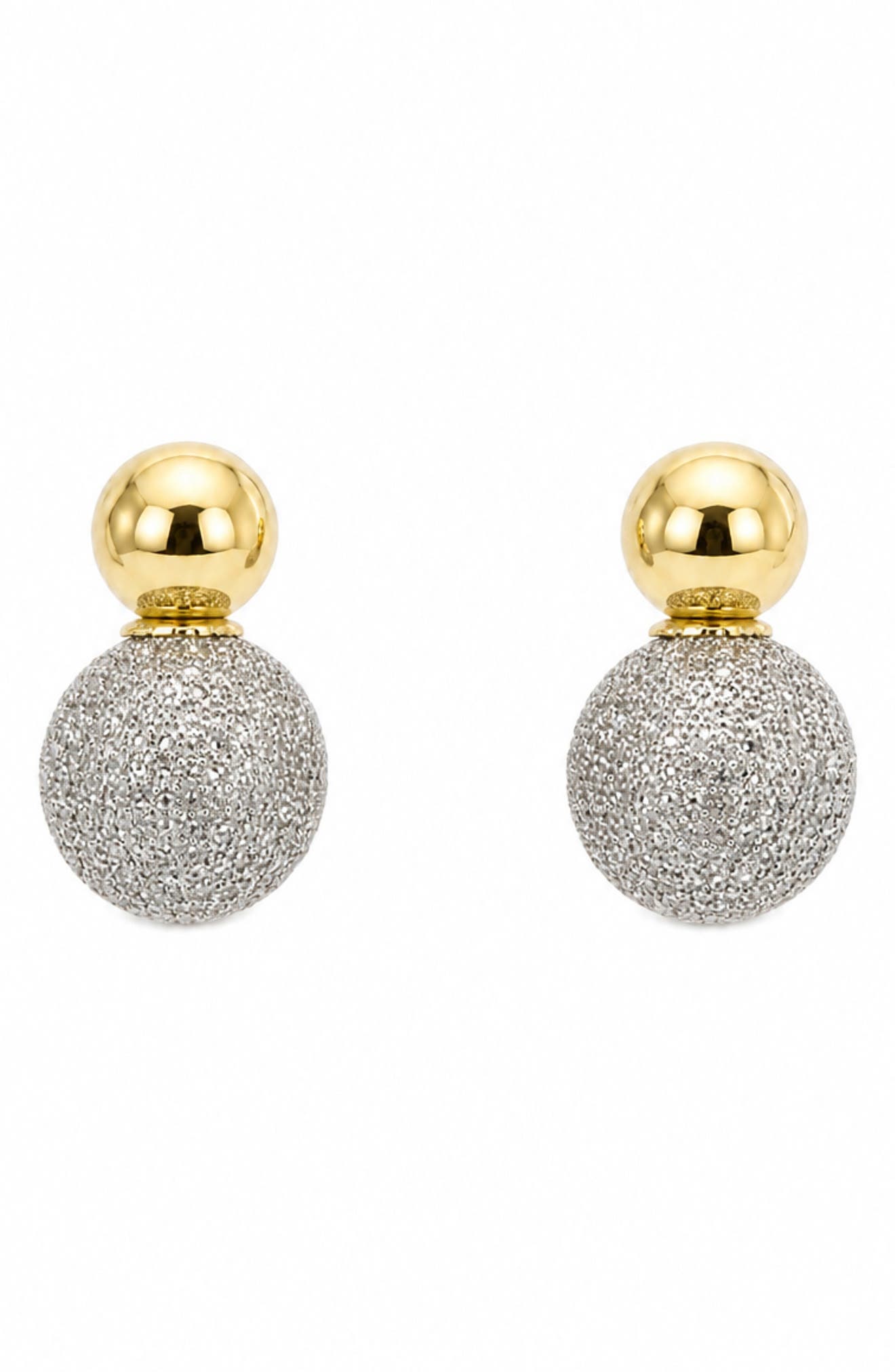 Pavé Zircon Ball Drop Stud Earrings