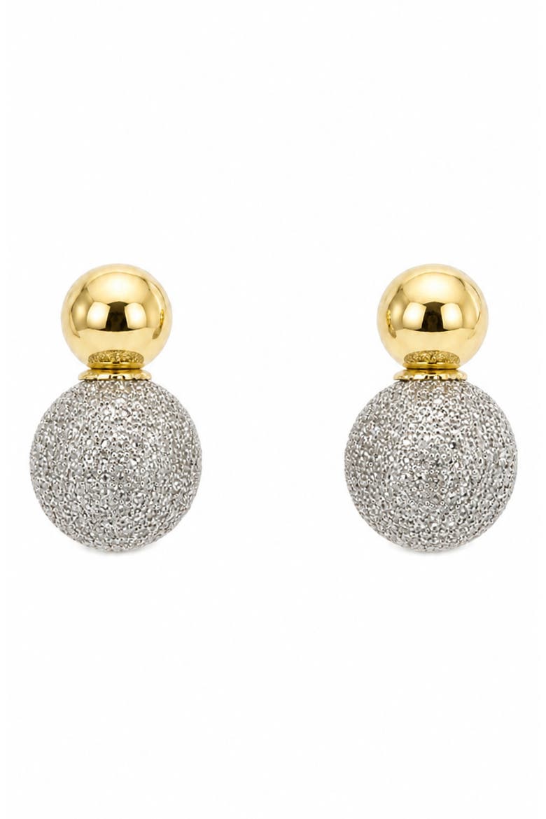 Pavé Zircon Ball Drop Stud Earrings, Main, color, GOLD