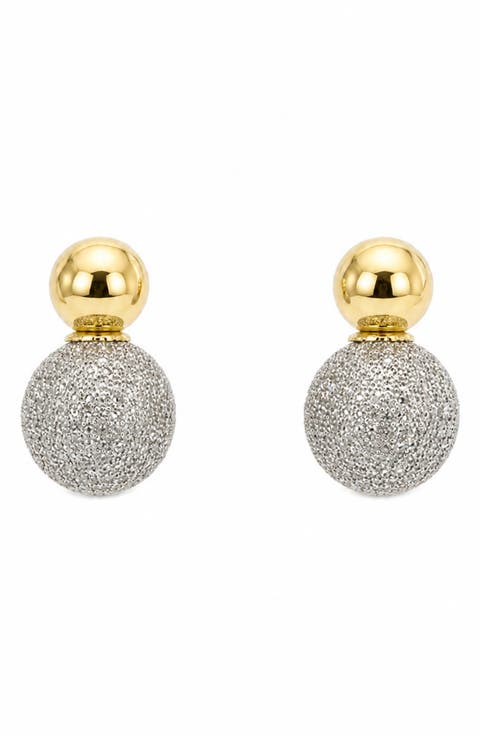 Pavé Zircon Ball Drop Stud Earrings