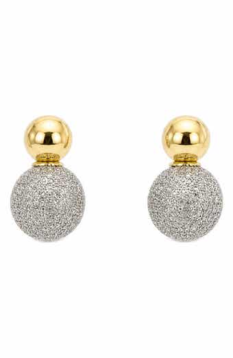 Pavé Zircon Ball Drop Stud Earrings