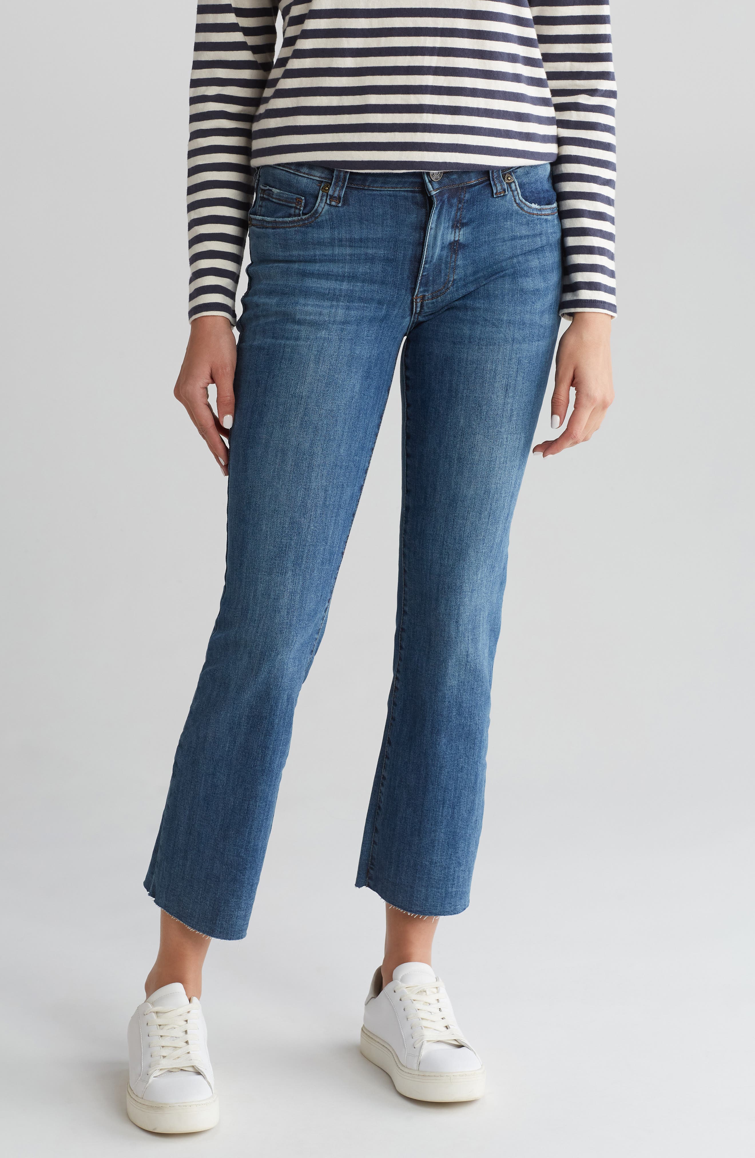 KUT from the Kloth Nikki Raw Hem Low Rise Kick Flare Jeans