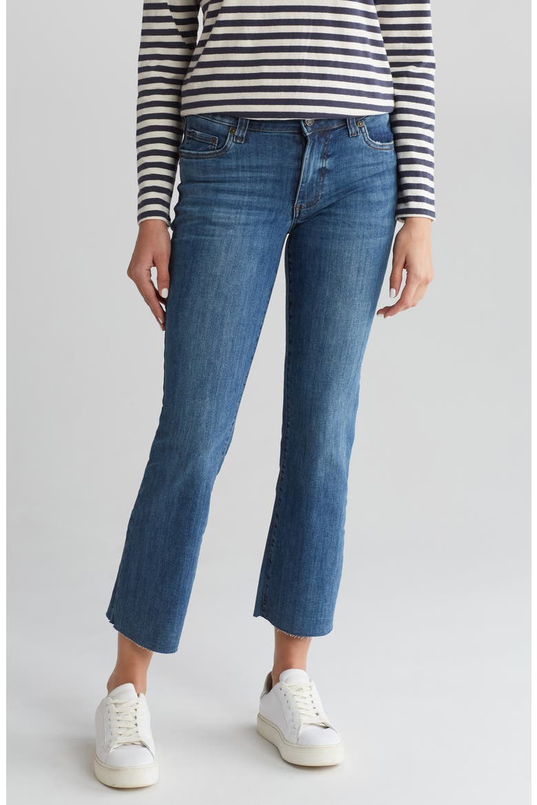 Nikki Raw Hem Low Rise Kick Flare Jeans, Main, color, BELLADONNA W/DK