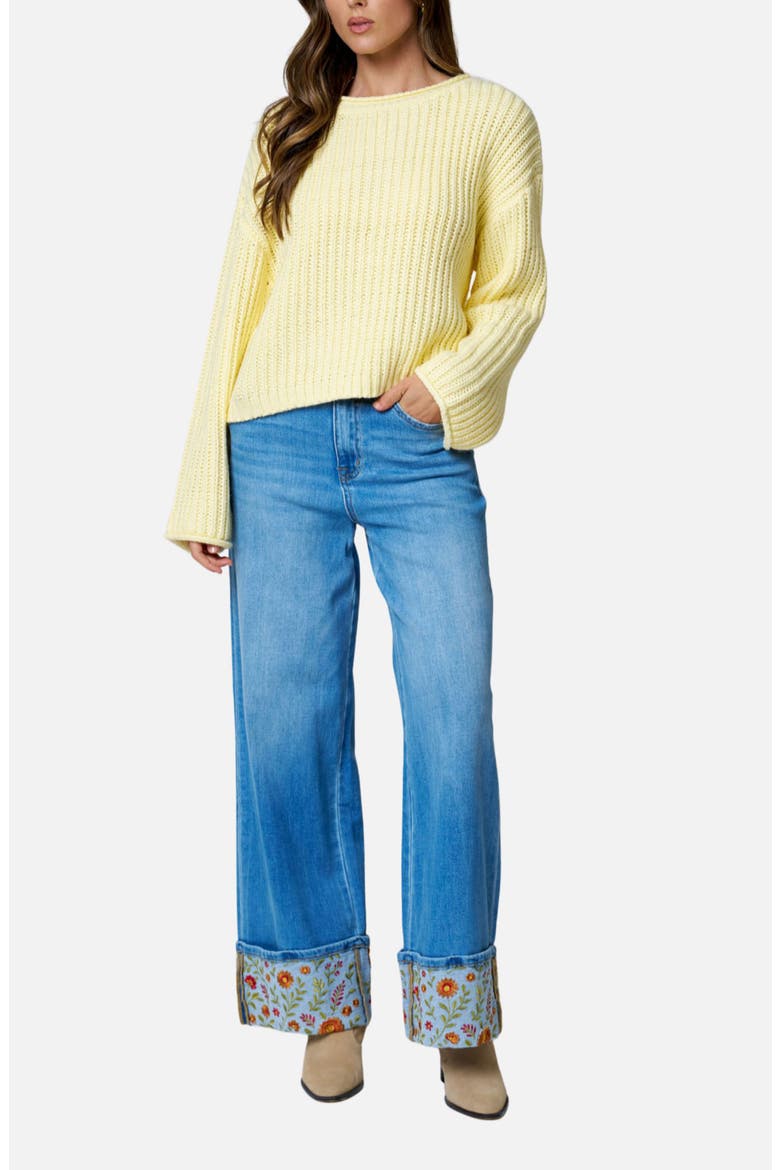 Roll Up Long Sleeve Sweater, Alternate, color, YELLOW