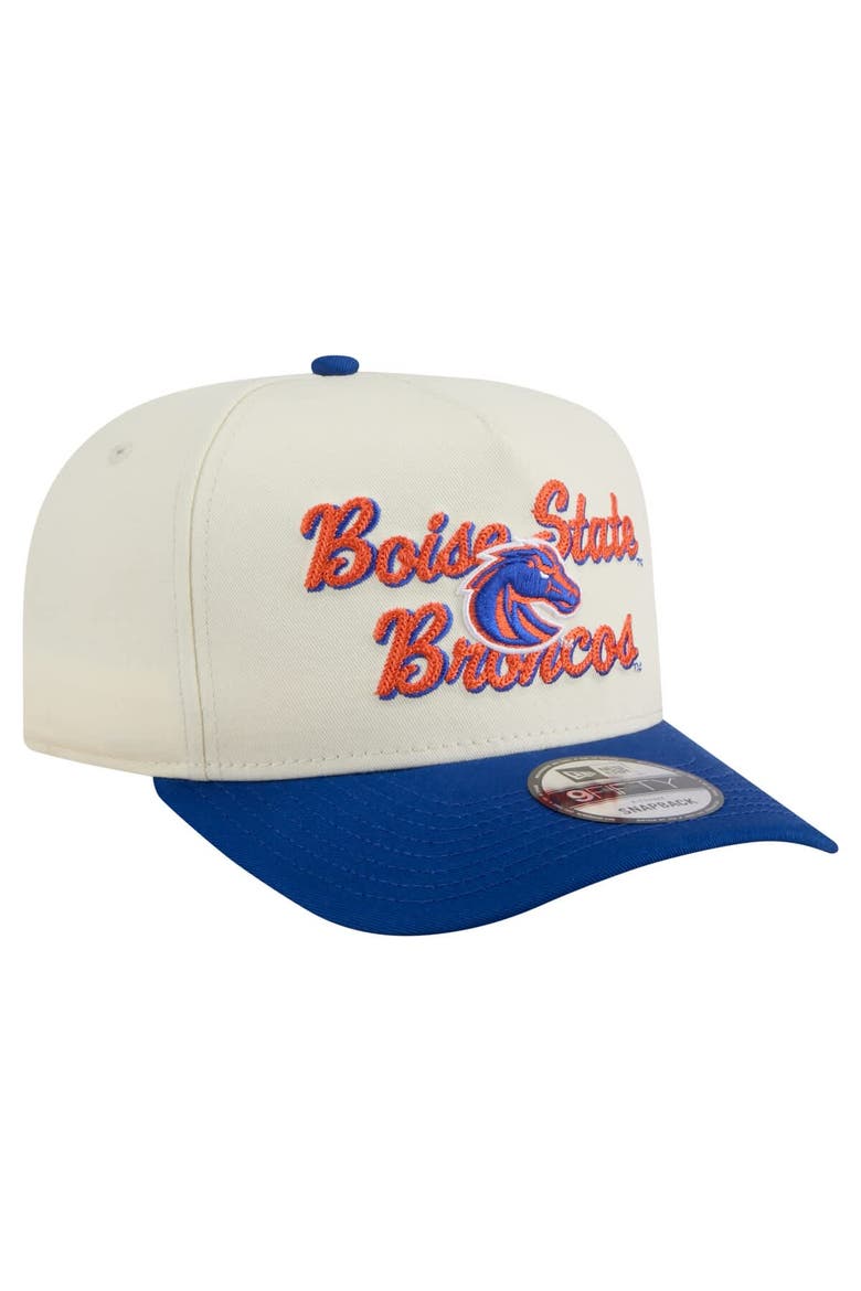 Men's New Era Cream/Royal Boise State Broncos Vintage Chainstitch 9FIFTY A-Frame Snapback Hat, Alternate, color, Cream