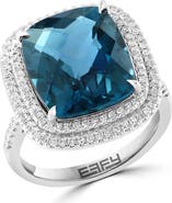 EFFY 14K White Gold Midnight Ocean London Blue Topaz Ring
