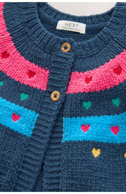 Next Kids' Heart Embroidered Cardigan In Blue