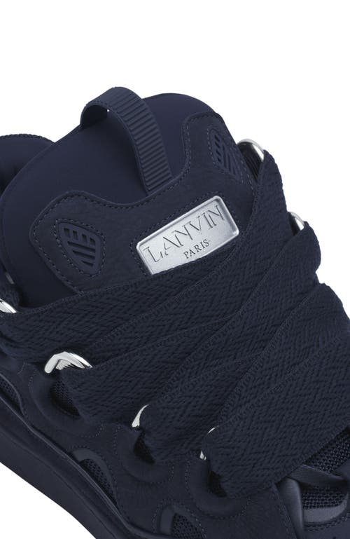 Lanvin Curb Leather Sneakers In Blue