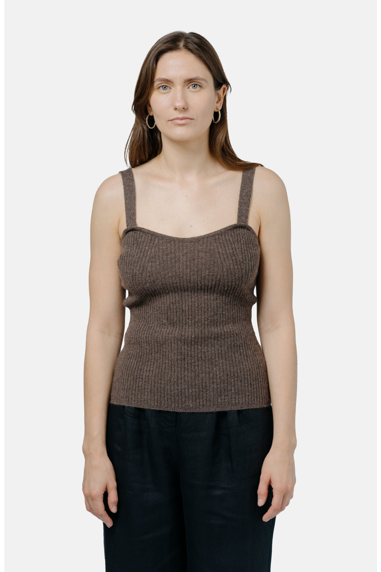Ulaanbaatar Strap Top, Main, color, Brown Melange