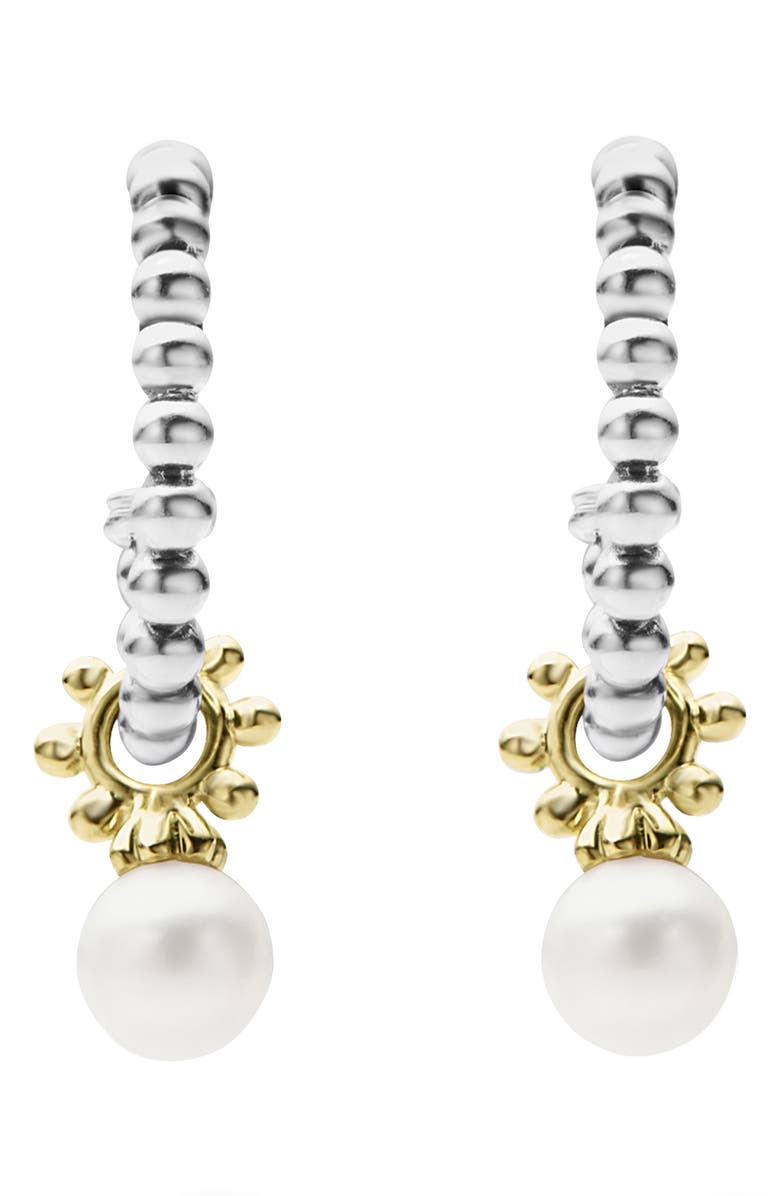 LAGOS Pearl Charm Hoop Earrings, Main, color, 