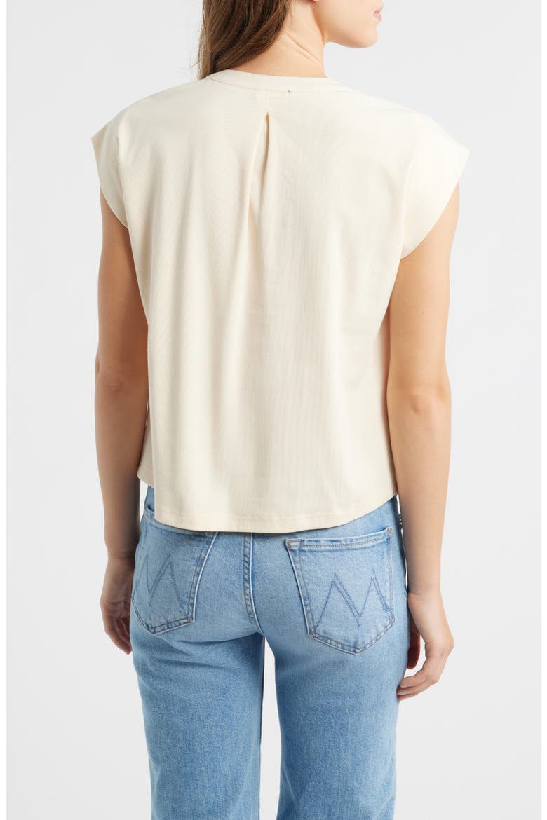 Embellished Cap Sleeve Button-Up Shirt, Alternate, color, ECRU