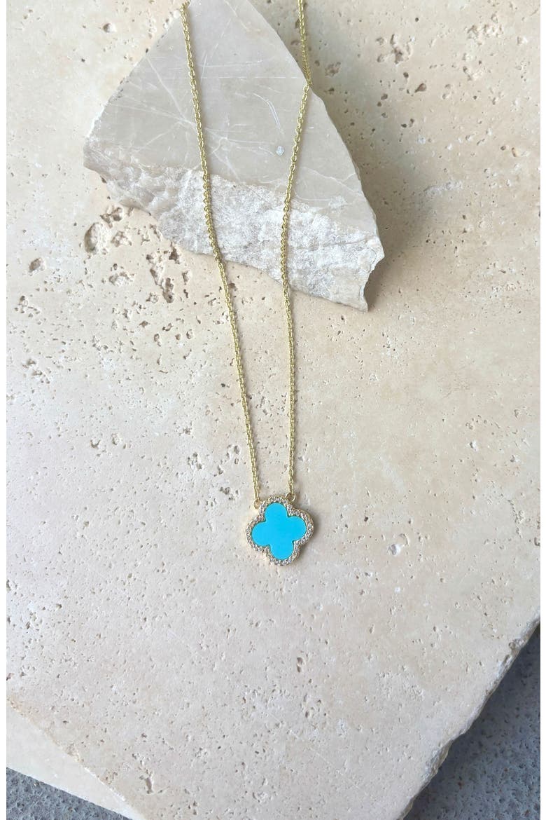 Initial Clover Pendant Necklace, Alternate, color, BLUE