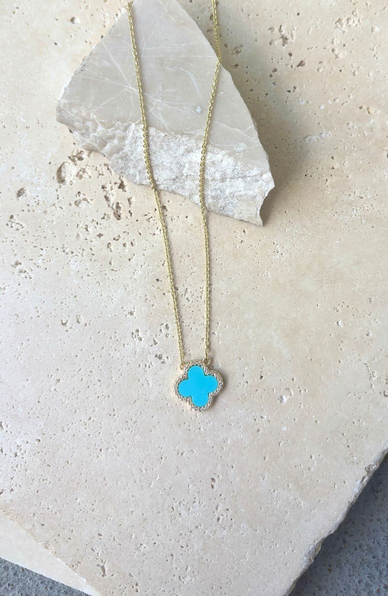 Adornia Initial Clover Pendant Necklace, Alternate, color, Blue