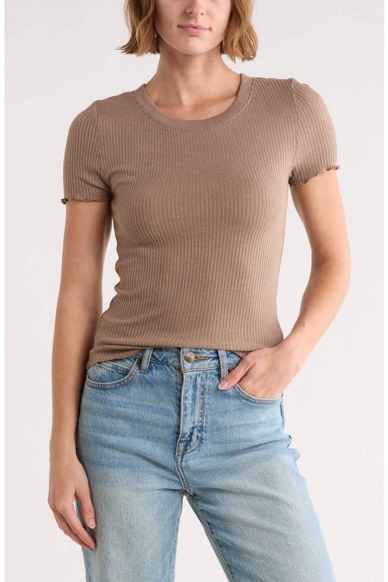 Joey Short Sleeve Sweater, Main, color, HAZELNUT BROWN
