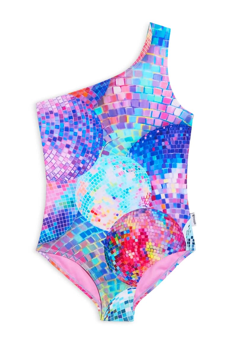 Limeapple Disco Printed One Piece Swimsuit, Alternate, color, Multicolor