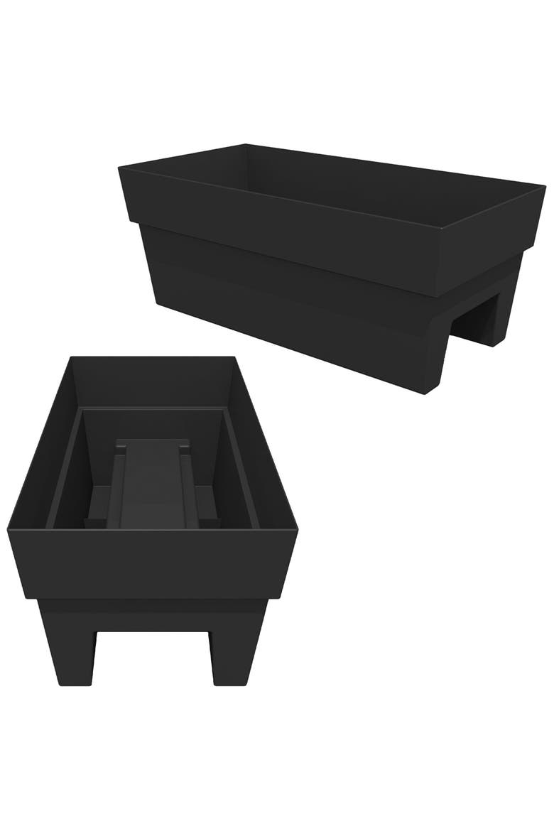 Black 24 Inch Finley Deck Rail Planter, 7.5 Gal Capacity, Alternate, color, Black