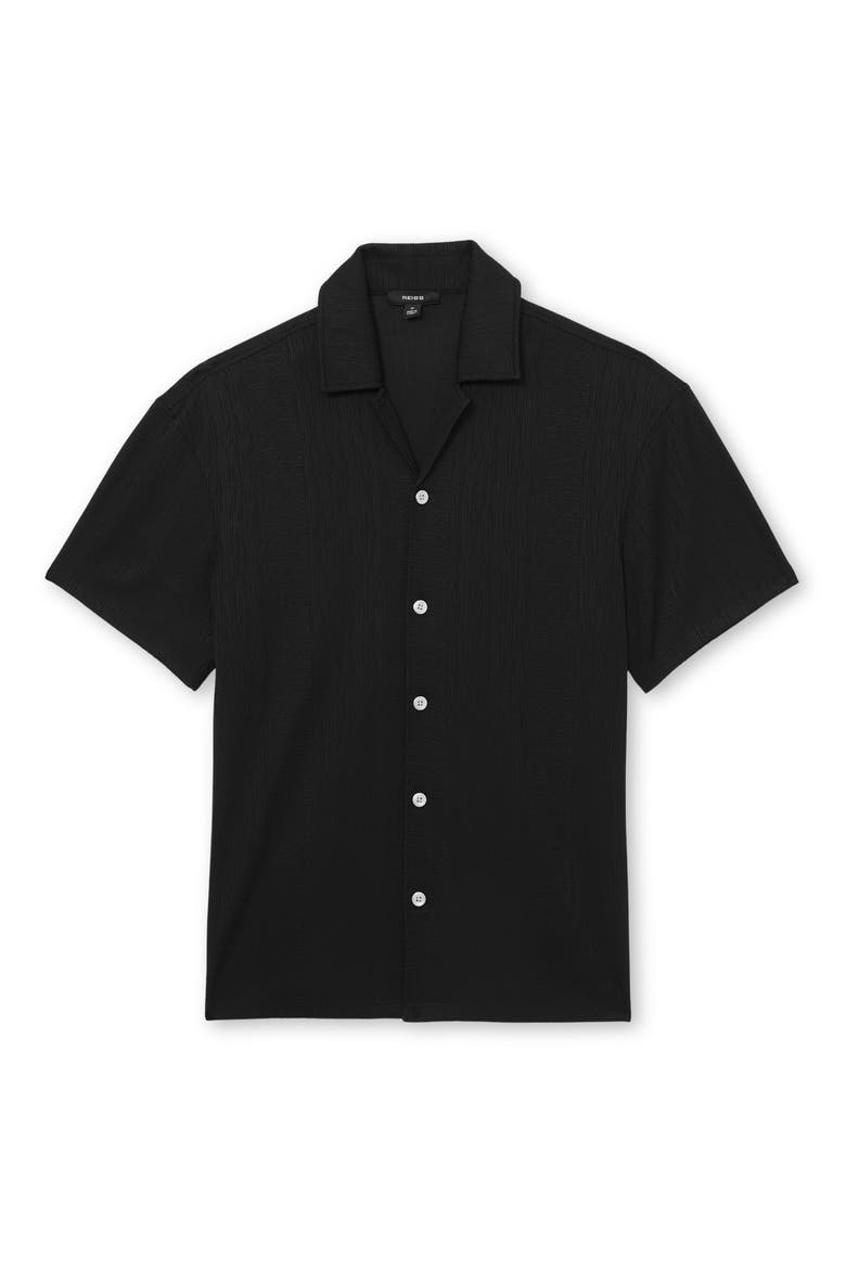 Ando Texture Stripe Camp Shirt, Alternate, color, BLACK