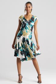 Natori Mira Silk Twill Asymmetric Swing Dress