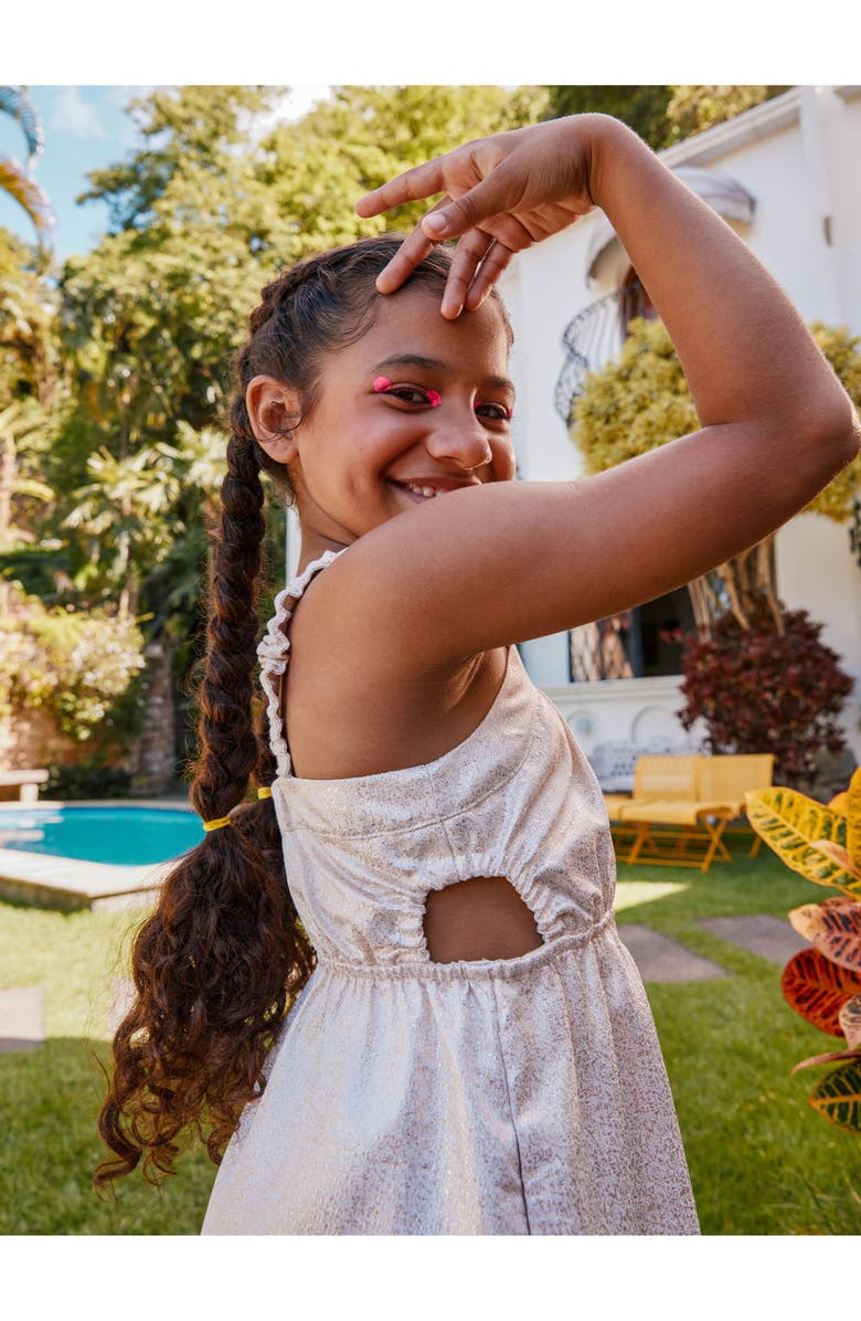 Tea Collection Sparkle Cut-Out Dress, Alternate, color, Metallic Gold