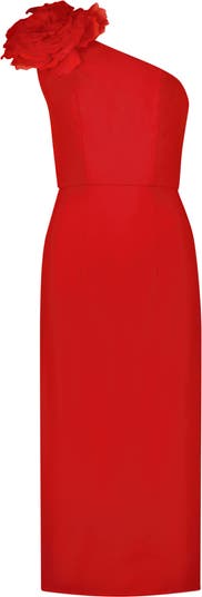 【Mac Duggal】Crepe One Shoulder Midi Dress With Flower Mac Duggal Crepe One Shoulder Midi Dress With Flower | Nordstrom