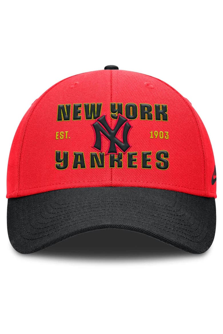 Men's Nike Crimson/Black New York Yankees Neon 90s Rise Adjustable Hat, Alternate, color, Crimson