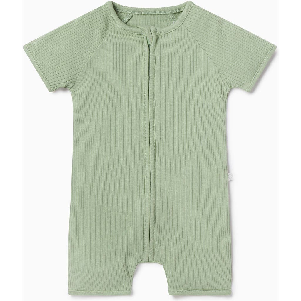 Mori Kids' Ribbed Summer Zip-up Sleepsuit In Green