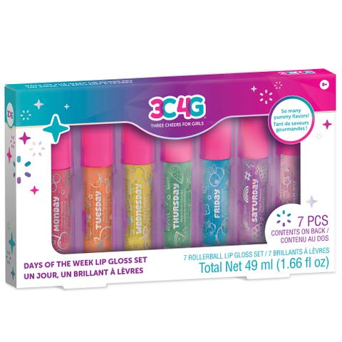 3C4G Days Of The Week Lip Gloss Set 7 Piece Rollerball Flavored Set