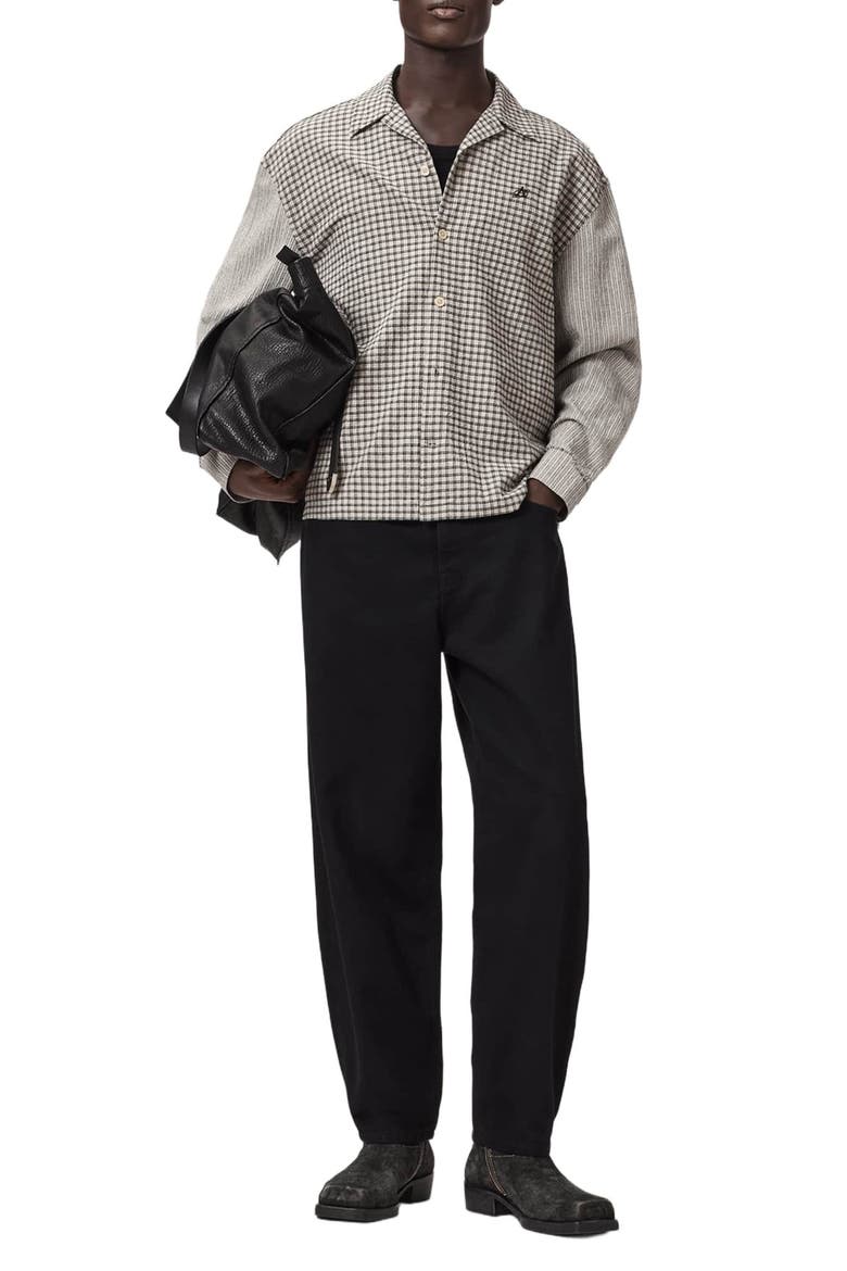 Kage Mix Print Button-Up Shirt, Alternate, color, OAT WHITE