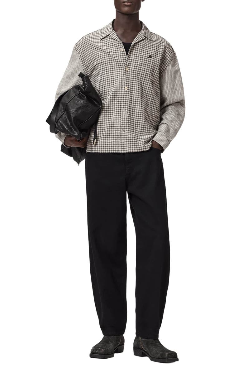 AllSaints Kage Mix Print Button-Up Shirt, Alternate, color, Oat White