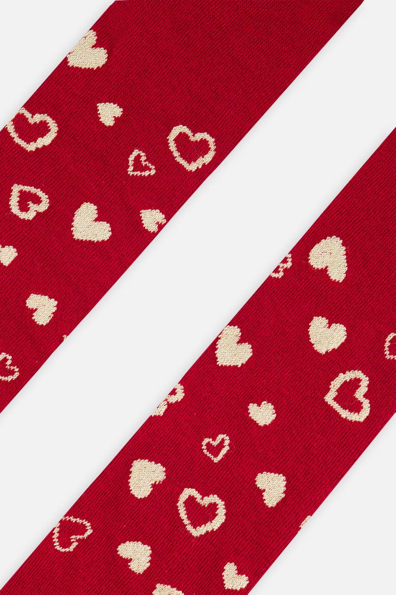 Heart Detail Ribbed Waistband Knit Tights, Alternate, color, Rouge