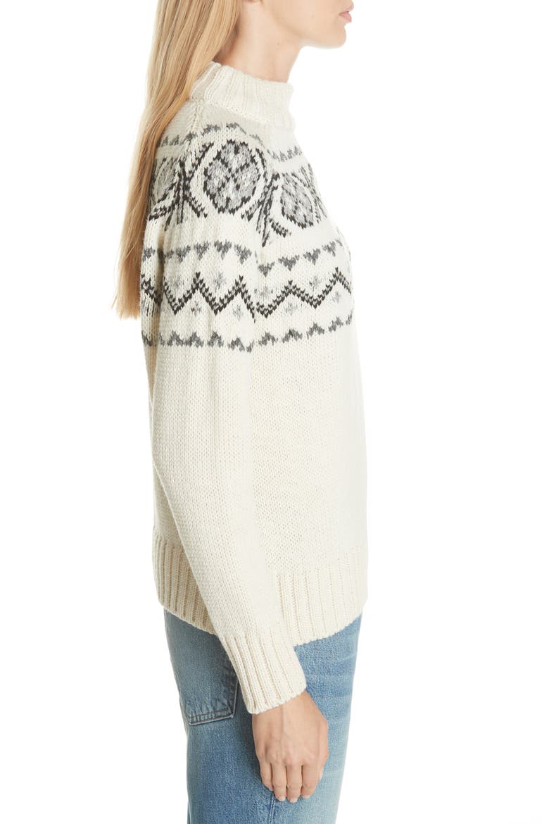 Malin Fair Isle Wool Sweater, Alternate, color, ECRU/ BLACK