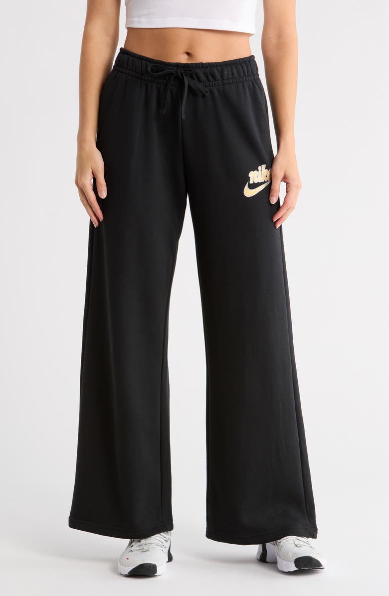 Nike Club Logo Fleece Pants, Main, color, Black/ Metallic Gold