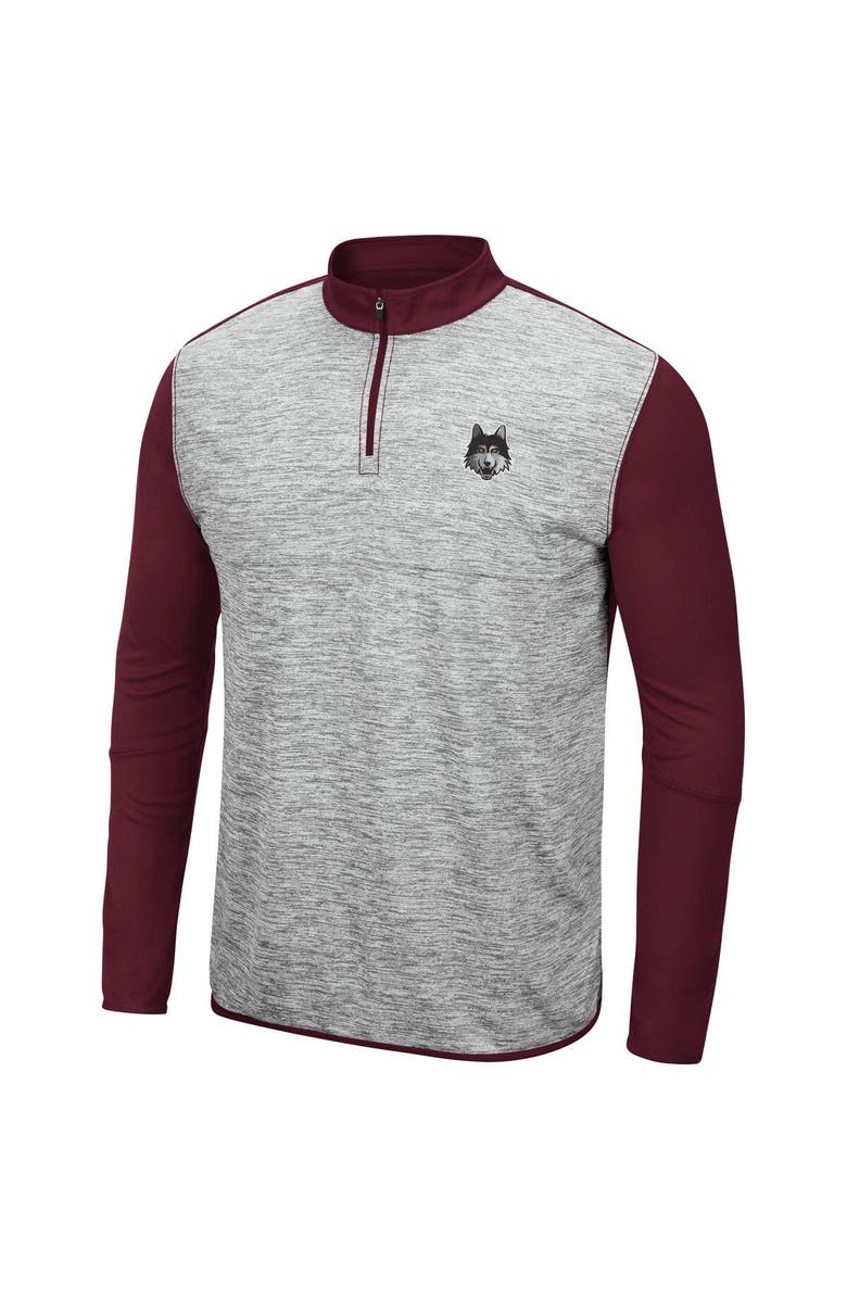 COLOSSEUM Men's Colosseum Heather Gray/Maroon Loyola Chicago Ramblers Prospect Quarter-Zip Jacket, Alternate, color, 