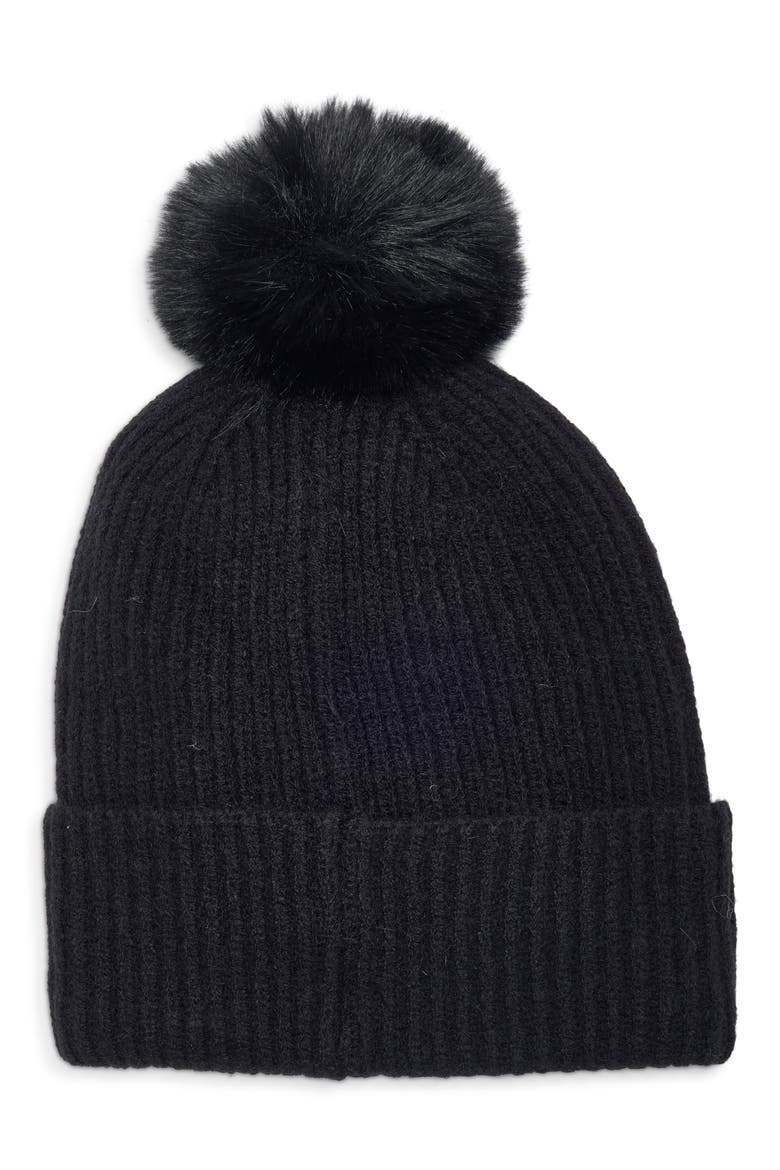 Faux Pearl and Crystal Embellished Beanie, Alternate, color, BLACK