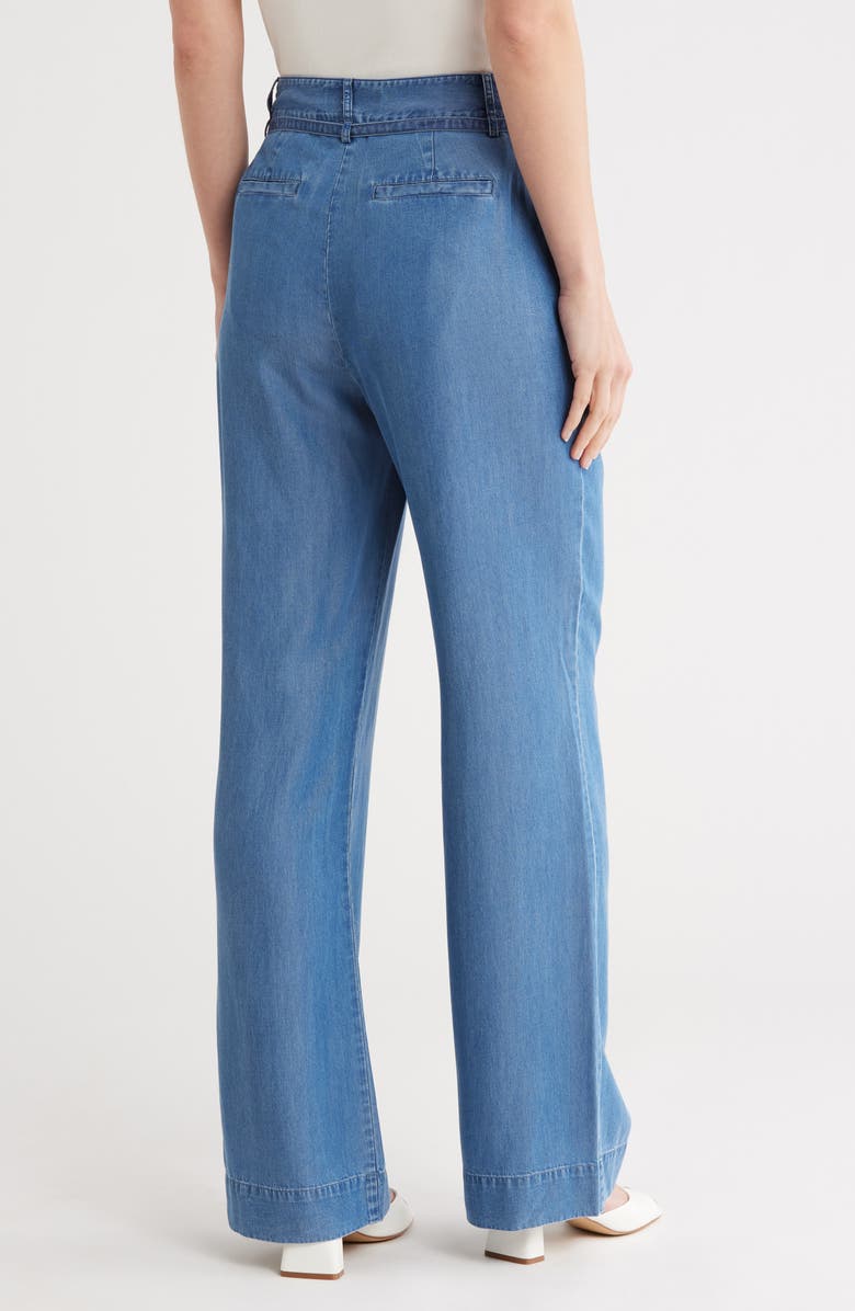 Derek Lam 10 Crosby Felicity Pleated Tie Waist Wide Leg Jeans, Alternate, color, Murray