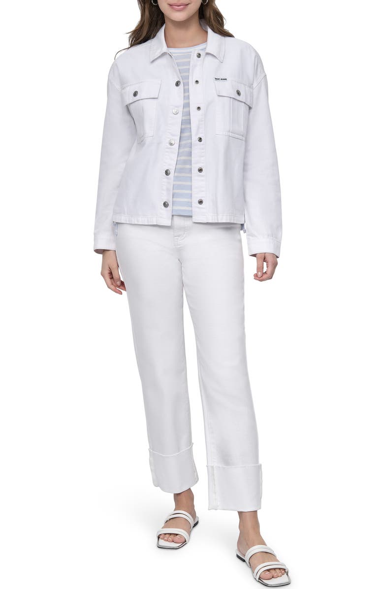 DKNY Jeans Utility Denim Shacket, Alternate, color, White