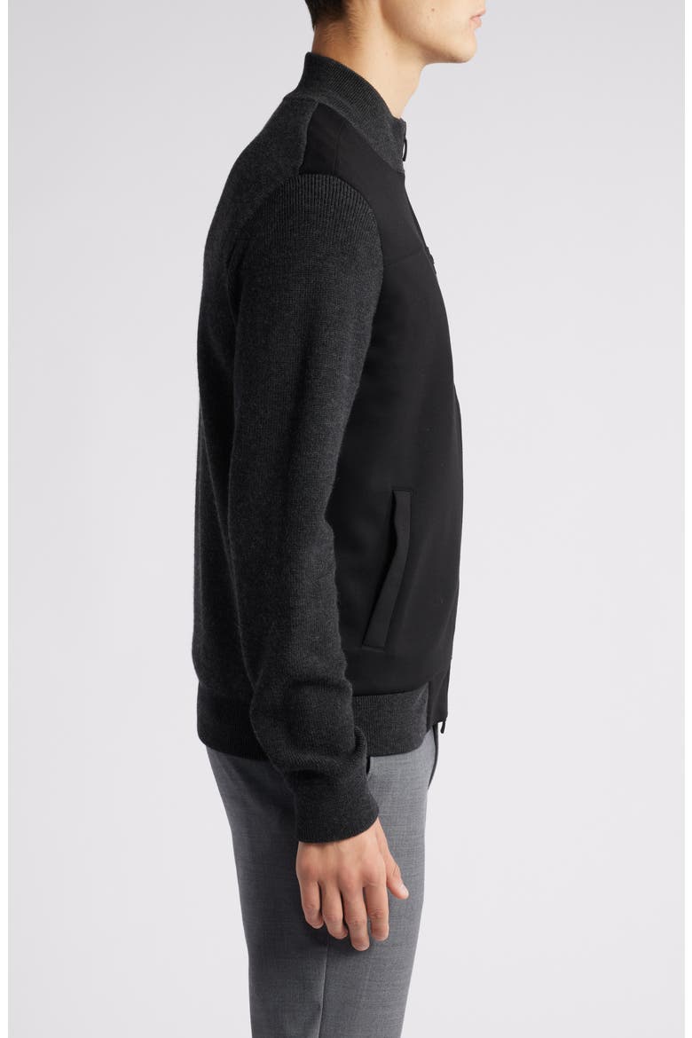 Cooper Mixed Media Zip Jacket, Alternate, color, CHARCOAL