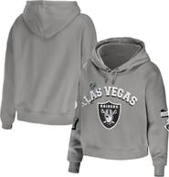 WEAR by Erin Andrews Women's WEAR by Erin Andrews Gray Las Vegas Raiders Modest Cropped Pullover Hoodie