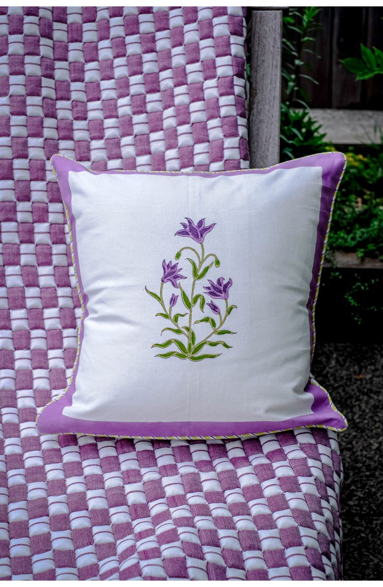 Inner Child Purple Botanical Study Blockprint Pillow - Cover Only, Alternate, color, Purple