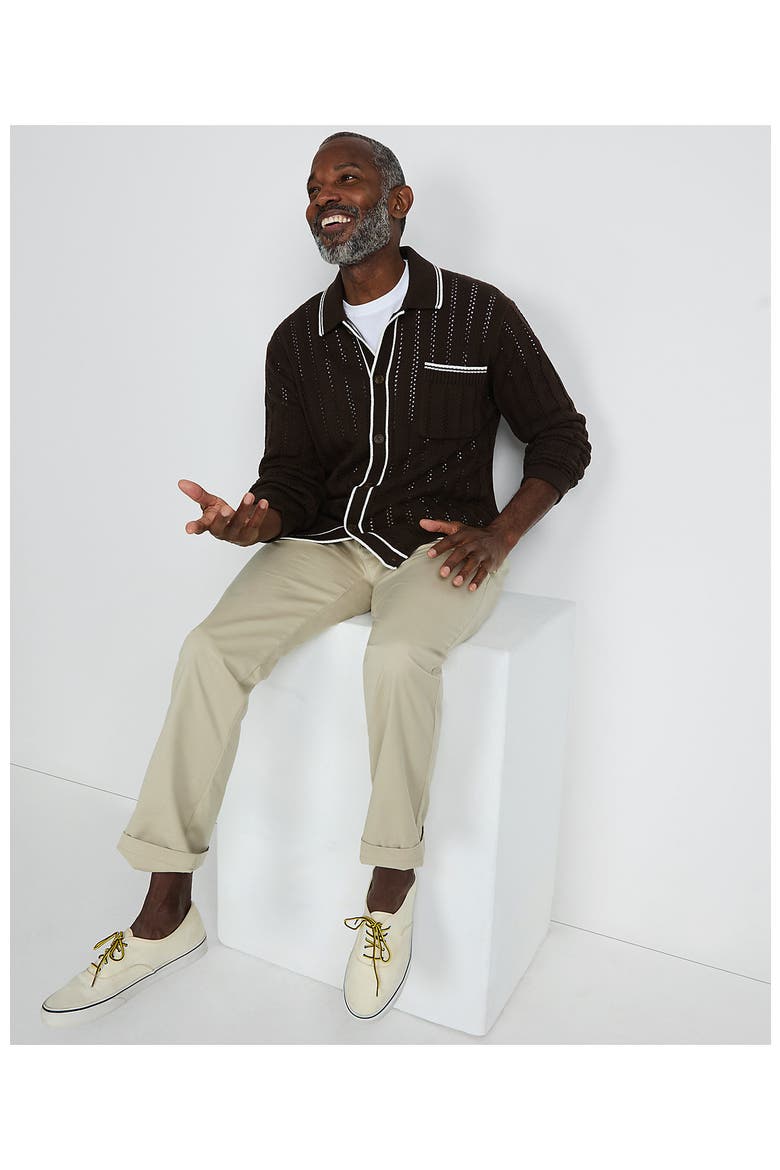 Long Sleeve Button Through Summer Polo Cardigan, Alternate, color, Rich Coffee