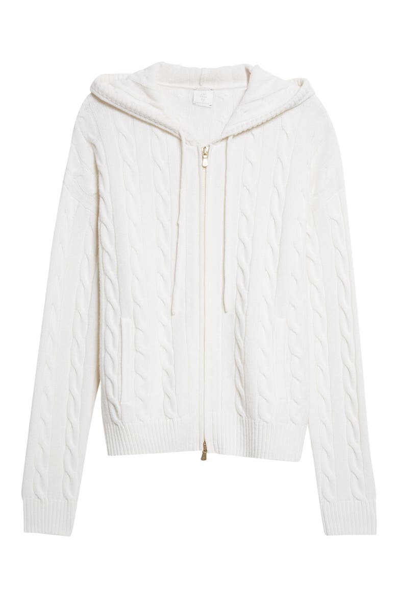 Cable Knit Cashmere Full Zip Sweater, Alternate, color, 01 WHITE