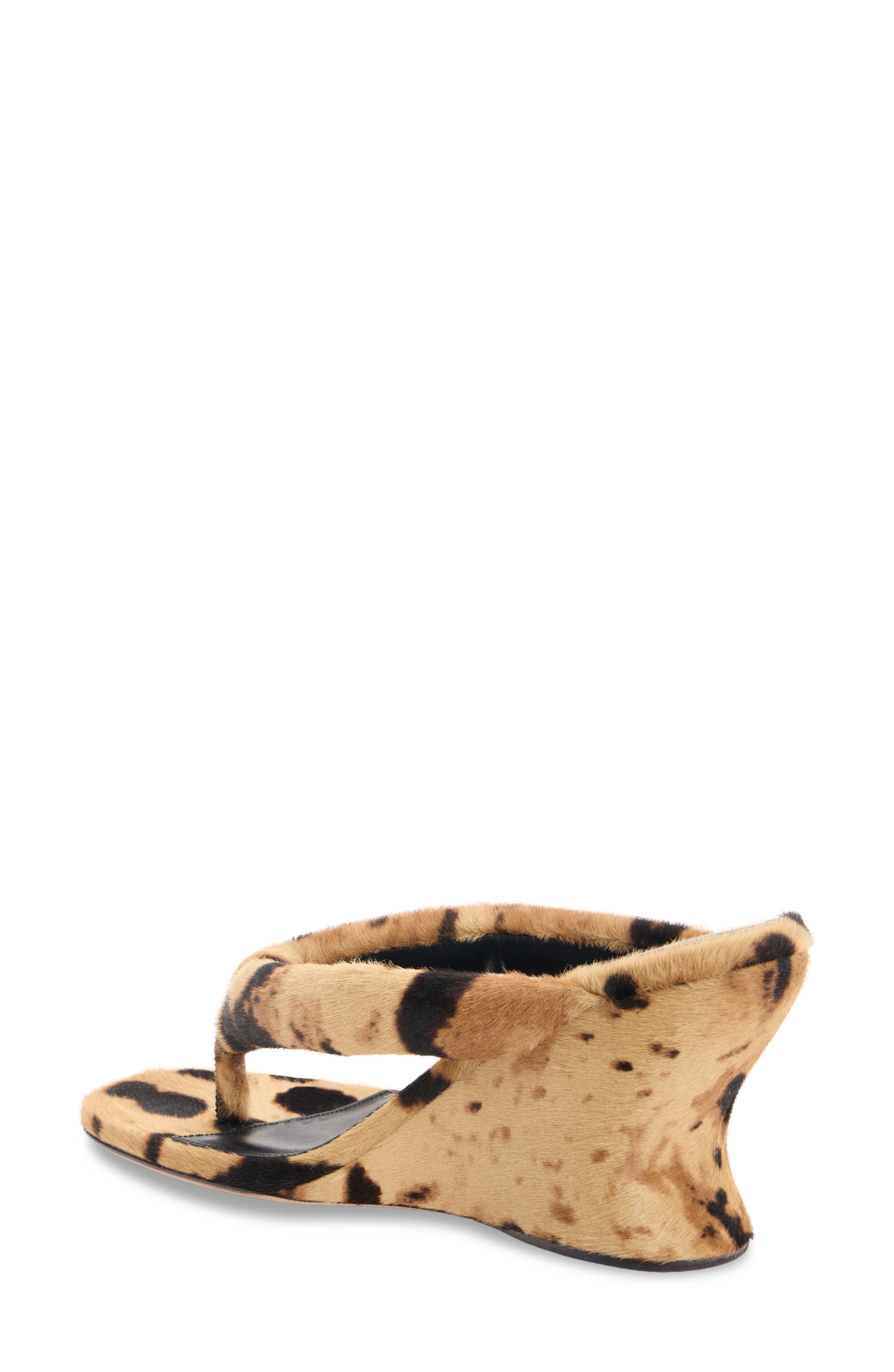 Balenciaga Gaeta Genuine Calf Hair Wedge Thong Sandal, Alternate, color, Beige/ Black Print Calf Hair