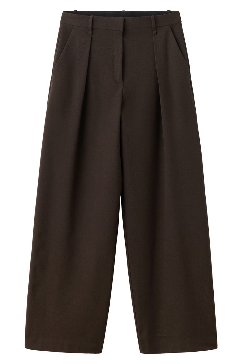 Micro Houndstooth Check Pleated Pants, Main, color, BROWN