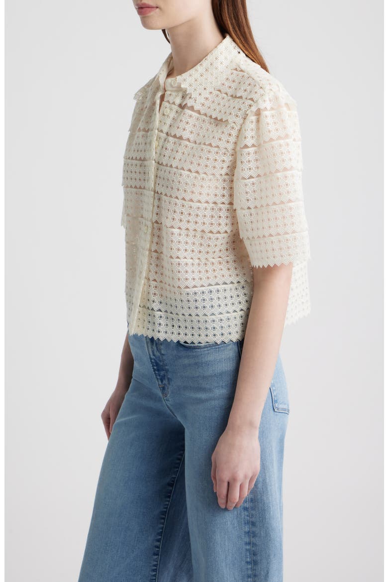 The Lattice Crochet Button-Up Top, Alternate, color, CREAM