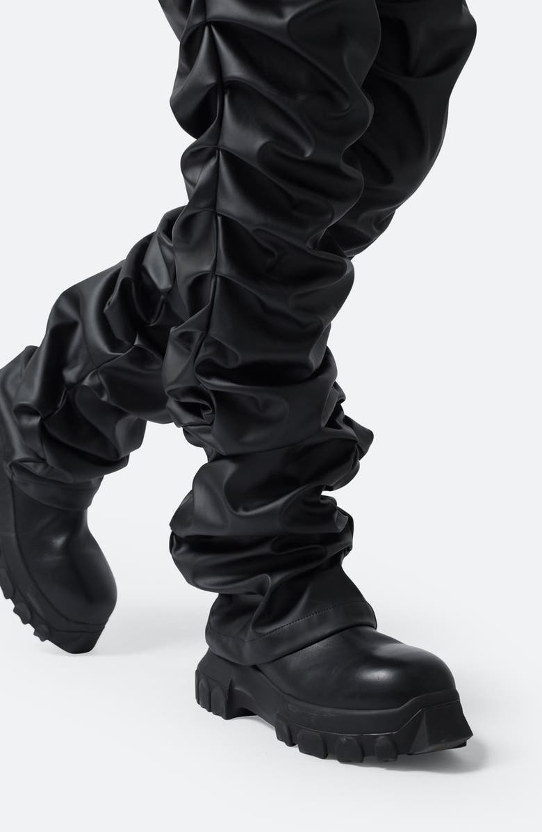 mnml Stacked Faux Leather Pants, Alternate, color, Black