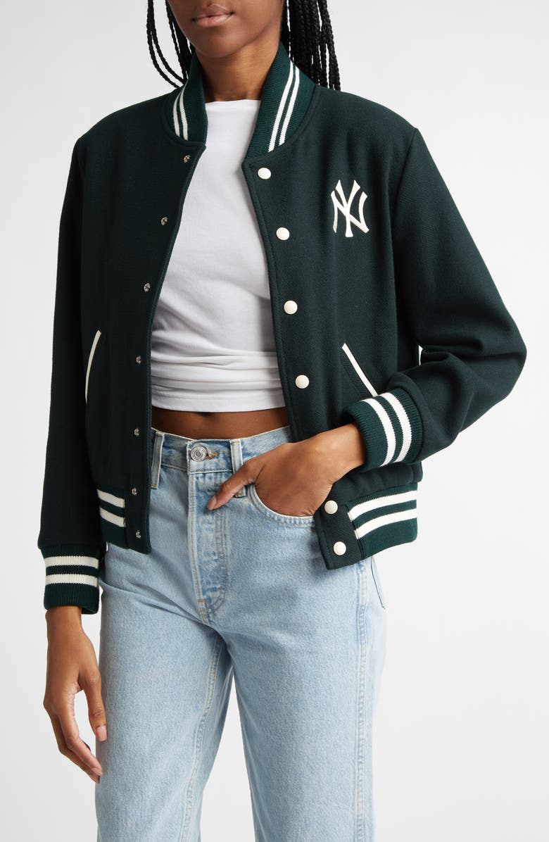 Sporty & Rich YANKEES SERIF VARSITY JACKET, Main, color, 